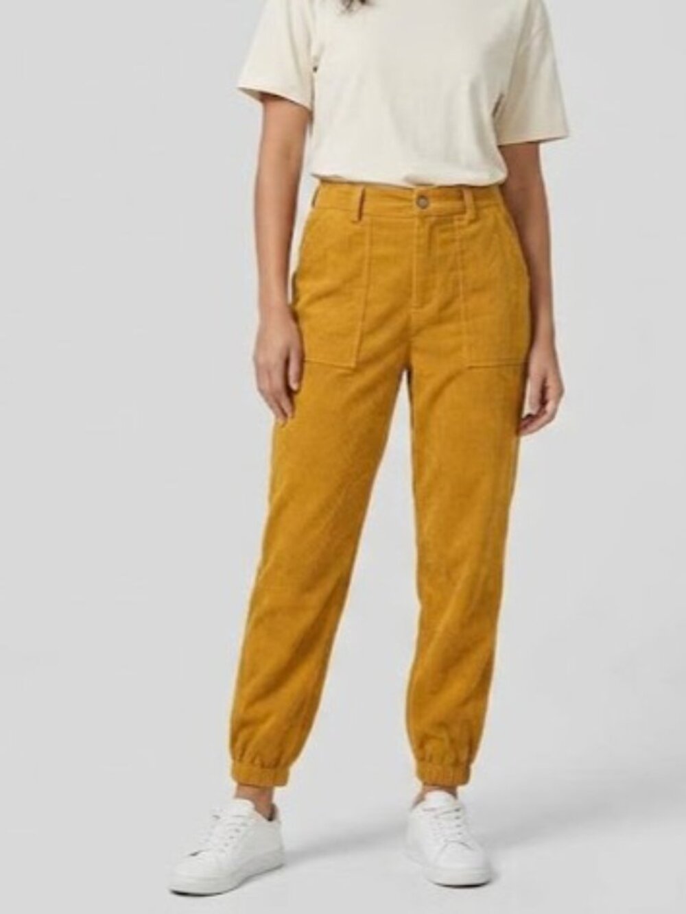 Halara Pants Women’s Medium Mid-Rise Corduroy Joggers Mustard Yellow